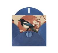 RRKDOY Stylish Magpies On Plum Blossoms Printed Greeting Card With Pearl Paper For Various Occasions
