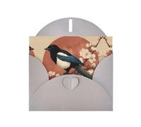 RRKDOY Stylish Magpies On Plum Blossoms Printed Greeting Card With Pearl Paper For Various Occasions