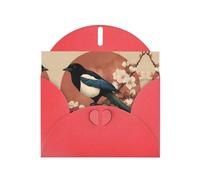 RRKDOY Stylish Magpies On Plum Blossoms Printed Greeting Card With Pearl Paper For Various Occasions