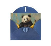 RRKDOY Stylish Panda On A Banana Printed Greeting Card With Pearl Paper For Various Occasions