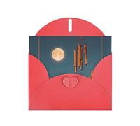 RRKDOY Stylish Wind Chimes Under The Moon Printed Greeting Card With Pearl Paper For Various Occasions