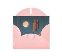 RRKDOY Stylish Wind Chimes Under The Moon Printed Greeting Card With Pearl Paper For Various Occasions