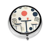 RRKDOY The Beauty of Circles Printing Round Mini Pill Box with 3 compartments for Pill Storage and Portable Travel