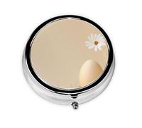 RRKDOY The Beauty of Eggs and Flowers Printing Round Mini Pill Box with 3 compartments for Pill Storage and Portable Travel