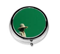 RRKDOY The Beauty of Scarecrow Printing Round Mini Pill Box with 3 compartments for Pill Storage and Portable Travel
