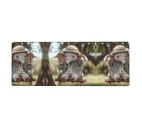 RRKDOY The Little Elephant on The Swing Pattern Gaming Mouse pad XXL Large Mouse Mat Long Extended Mouse Pad Desk Mat Non-Slip Rubber Mice Pads Stitched Edges Thin Pad 31.5 x 11.8 x 0.12 in