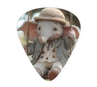 RRKDOY The little elephant on the swing Printing Guitar plectrum 12 pieces with three thickness plectrum combinations suitable for bass and ukulele