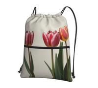 RRKDOY Three tulip flowers Printed Drawstring Zipper Backpack Strong and lightweight for Hiking Camping