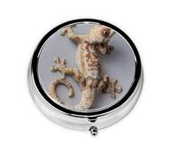 RRKDOY Tiger Climbing The Wall Printing Round Mini Pill Box with 3 compartments for Pill Storage and Portable Travel