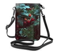 RRKDOY Wild strawberries in the forest Picture Crossbody bag, mobile phone bag, women's small wallet, a practical gift suitable for going out, exercising, and shopping