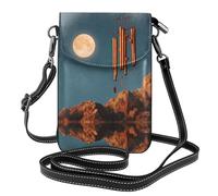RRKDOY Wind chimes under the moon Picture Crossbody bag, mobile phone bag, women's small wallet, a practical gift suitable for going out, exercising, and shopping
