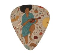 RRKDOY Woman playing guitar Printing Guitar plectrum 12 pieces with three thickness plectrum combinations suitable for bass and ukulele