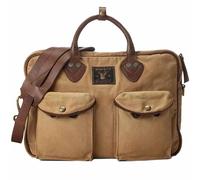 RRL by Ralph Lauren Leather-Trim Canvas Briefcase - Khaki One Size One Size