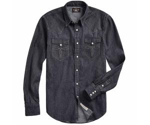 RRL by Ralph Lauren Slim Fit Denim Western Shirt - Denim S S