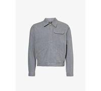 Rrl Mens Indigo Graham Striped Linen and Cotton-blend Jacket Xl