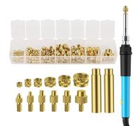 Rrlihjgu 130 Pieces Heat-Set Threaded Inserts with Insert Tip,Heat Set Insert for 3D Printing Components Parts with Soldering Iron M2 M2.5 M3 M4 M5 M6 M8,Press Tool Brass Metric Knurled Nuts