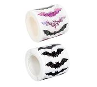 Rrlihjgu 2 Sets 500pieces 30mm Halloween Bat Stickers, Glitter Seal Adhesive Packaging Labels, for Scrapbook Use - Ideal for Halloween Party Decor, Packaging Embellishment, Handbook Decoration