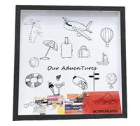 Rrlihjgu Adventure Archive Box, Travel Keepsake Box, Travel Keepsake Box Showcase with Slot - Wooden Travel Frame for Adventure Archives and Ticket Storage