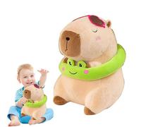 Rrlihjgu Capybara Plush Animal Capybara, Cute Capybara with Frog Swimming Rings Plush Toys, Soft Plush Pluxies and Cartoons for Living Room, Home
