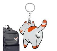Rrlihjgu Cat Key Chain, Cute Cat Keychain | Lovely Kitty Pendant, Cat with Rotating Ball on the Butt, Backpack Handbag Ornament Embellished with Key Chain