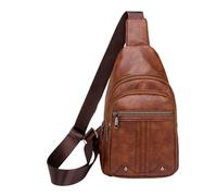 Rrlihjgu Chest Shoulder Bag for Men Sling Backpack Women Side Shoulder Bag PU Leather Small Casual Long Shopping Single Shoulder Bag, brown, Siehe Beschreibung