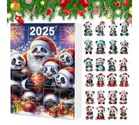Rrlihjgu Christmas Countdown | 2D Panda Christmas Decorations - 24 Pieces of Pendants for Festive Tradition Winter Celebration