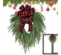 Rrlihjgu Christmas Wreaths - Traditional Christmas Wreath, Pine Needle Garland with Bow for Outdoor Porch Winter Season