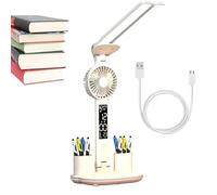 Rrlihjgu Desk Lamp with Fan - Multifunctional Lighting with Pen Holder - 3 Brightness Levels Study Room Book Reading Light for Dormitory, Bedroom Accessories