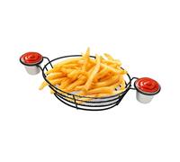 Rrlihjgu Fast Food Baskets | Fast Food Serving Baskets Fries Holder,Reusable Container with Dipping Bowls, Serving Tray for Hot Dog Hamburger Sandwich Bread Snack Popcorn Camping BBQ