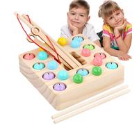 Rrlihjgu Fishing Game for Kids, Wooden Magnetic Fishing Game,Magnetic Fish Game | Interactive Wooden Fish Toy with Bead Counting Game, Early Educational Toy