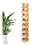 Rrlihjgu Folding Shoe Rack,9 Tier Shoe Rack - Space-Saving Vertical Organizer, No Assembly Multi-Functional Slipper Organizer For Closet Bathroom Corner Small Apartment RV Storage