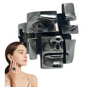 Rrlihjgu Jewelry Rings - Weird Rings | Vintage 3D Face Abstract Wrap Jewelry for Vacation Festival Wedding Office Formal Beach