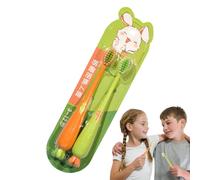 Rrlihjgu Kids Brush - 2 Pack Carrot Shaped Children's Brushes | Gum Care for Boys and Girls 3 Years and Up for Daily Use at Home or Travel