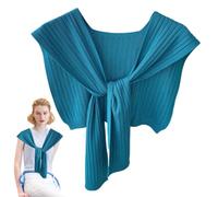 Rrlihjgu Knitted Shawls for Women, Sweater Shawls for Women Fashion Shawl Wrap Soft Collar Poncho Warm Short Tops Elegant Knotted Scarf Cape for Evening Dress, dark blue, Se référer au descriptif