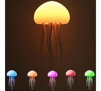 Rrlihjgu LED Jellyfish Lamp, Voice Control Jellyfish Lamp with Dancing Legs, RGB Gradient Jellyfish Bedside Lamp, Rechargeable Jellyfish Table Lamp with Touch Sensor, for Bedrooms (Hanging + Base)