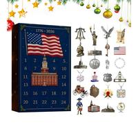 Rrlihjgu Patriotic Advent Christmas | 2D Acrylic Seasonal Decor 24 Days | Hangable Ornament Countdown Calendar - for History Lovers Collectors Front Door Office Living Room Bedroom Wall Mantel Garden