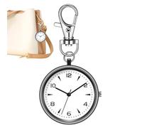 Rrlihjgu Pocket Watch with Keychain, Decorative Watch with Clip, Unisex Portable Silent Watch for Home Office School Travel Outdoor Backpack Men and Women, Black/White, Consulte la descripción