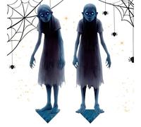Rrlihjgu Scary Halloween Stakes, Metal Spooky Lawn Garden Sign 2-pieces, Halloween Ground Insertion Horror Decor for Porch Lawn Yard Grassland Carnival Patio