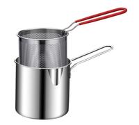 Rrlihjgu Small Japanese Style Economy Deep Fryer With Strainer, Stainless Steel Stock Pot Fryer, Oil Gas Skimmer Filter Pot For Frying Thighs Chicken, Dried Fish
