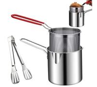 Rrlihjgu Small Japanese Style Economy Deep Fryer With Strainer, Stainless Steel Stock Pot Fryer, Oil Gas Skimmer Filter Pot For Frying Thighs Chicken, Dried Fish