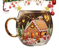 Rrlihjgu Uniques Painted Glass Mugs,10 Oz Creative Christmas Festive Coffees Tea Milk Cup,Stained Glass Christmas Coffee Mug for Travel Winter Party Cafe Home Offices Desk Decor