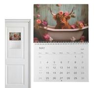 Rrlihjgu Wall Calendar 2026 12 Months | Highland Cows Calendar 2026 | Office Supplies Planner For School Home Study Classroom Meeting Room