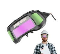 Rrlihjgu Welding Goggles Automatic Darkening Safety Glasses with Automatic Darkening, Solar Energy Anti-Glare Eye Protection for Metal Processing Construction Repair Manufacturing