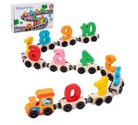 Rrlihjgu Wooden Magnetic Train, Wooden Magnetic Train, Digital Train Toy For, Set of 12 Train Cars, Educational Train Skill Development Toy for Boys and Girls