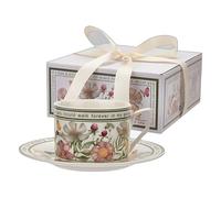 RRMMAN Coffee Cup and Saucer Set with Spoon, Flower Porcelain Tea Cup, Saucer Coffee Cups, Cappuccino Espresso Latte Cup Mugs for Party Birthday Wedding Gifts