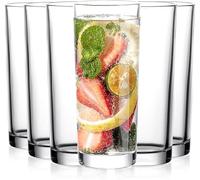 RRMMAN Glasses Set of 6, 11.5oz Tall Drinking Glasses, Water Glass for Kitchen,Clear Tall Glass Cups,Cute Cocktail Glasses,Lead-Free Water Glasses Bar Glassware for Mojito Beverages and Mixed Drinks