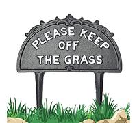 RRMMAN Retro Style Cast Iron 'Please Keep Off the Grass' 'No Pooping Yard' Warning Sign for Lawn, Dark, Traditional