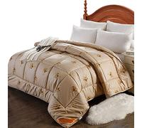 RRNAR King Size 95% Camel Hair Quilt, All Season Duvet King Size, 100% Polyester Fabric, Winter Super Soft and Breathable Warm Bed Quilt, Camel color,Camel A,200x230cm(2kg)