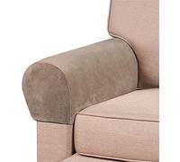 RRNAR Thick Velvet Stretch Armrest Covers for Chairs and Sofas Armchair Covers for Couch Arm Covers Armrest Covers for Sofa Non Slip for Furniture Protector,Taupe,Set of 6