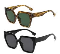 RRNTTTM 2pcs Pack Retro Large Frame Sunglasses Female Fashion Simple Designed Sun Glasses UV Protection Eyewear,2pcs z13